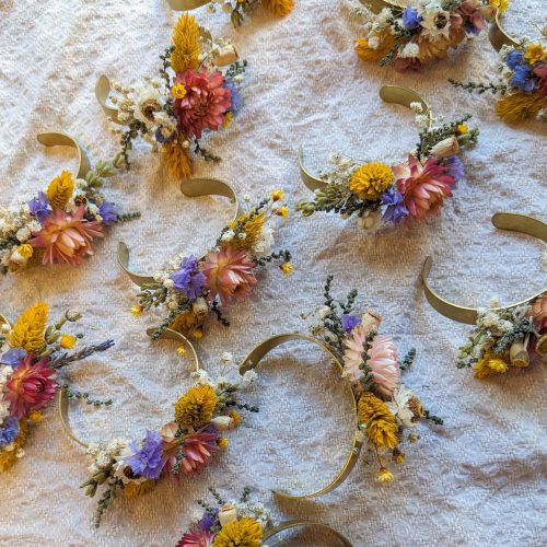 Bracelet jonc en fleurs séchées