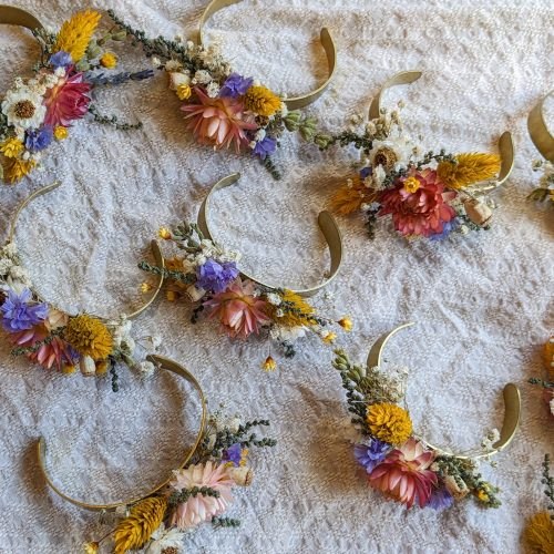 Bracelet jonc en fleurs séchées